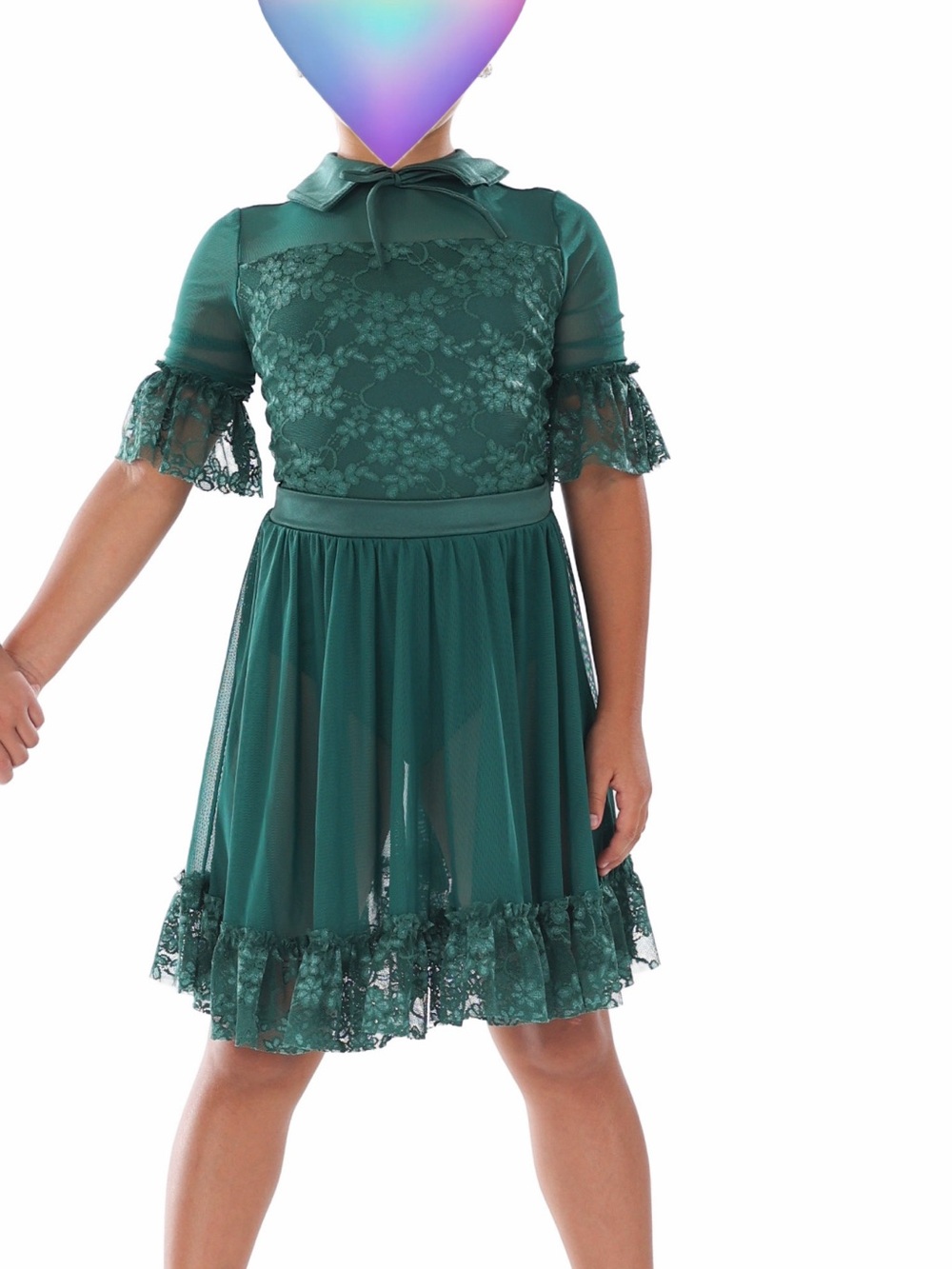 Weissman Emerald Green Lace Lyrical/Contemporary Dance Costume